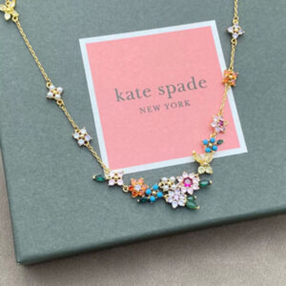 kate spade Country Asymmetrical Floral Butterfly Colored Diamond Necklace